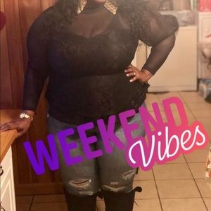 💚Cute Lace Black Peplum Top